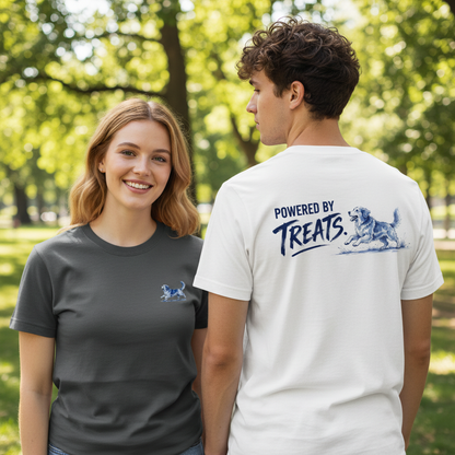 Powered by Treats Funny Dog Graphic Tee