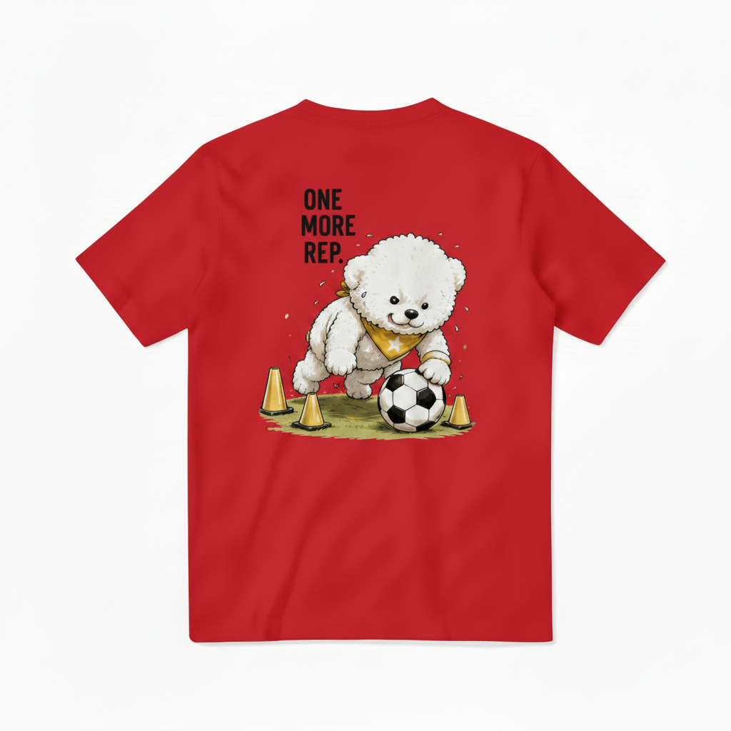 One More Rep Fluffy Dog Soccer Graphic Tee