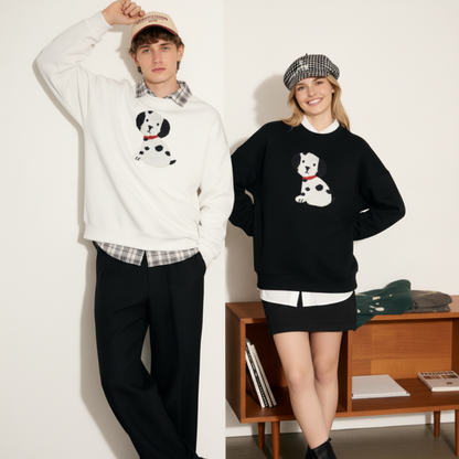 Dalmatian Puppy Red Collar Pixel Graphic Crewneck C1066