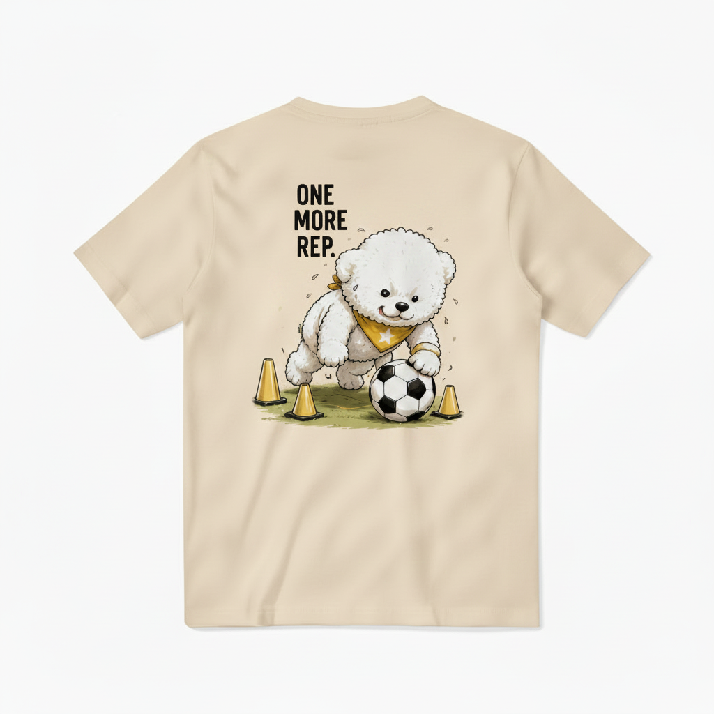One More Rep Fluffy Dog Soccer Graphic Tee