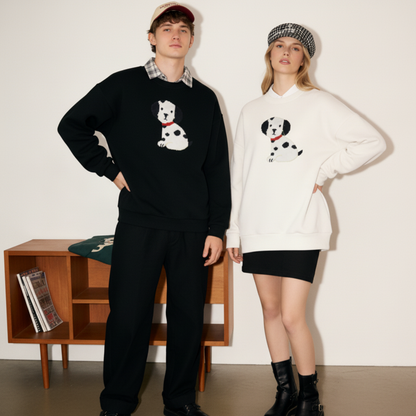 Dalmatian Puppy Red Collar Pixel Graphic Crewneck C1066