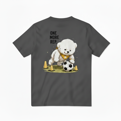 One More Rep Fluffy Dog Soccer Graphic Tee