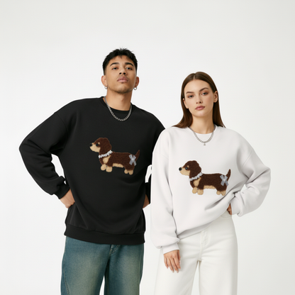 Cute Brown Dachshund Bow Tie Pet Crewneck C1067