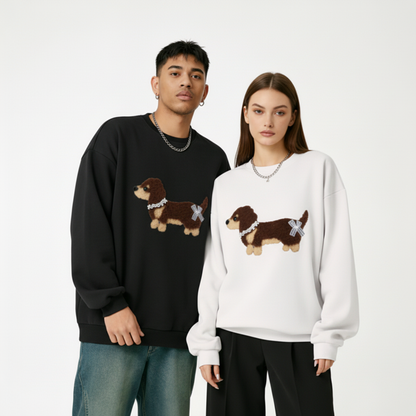 Cute Brown Dachshund Bow Tie Pet Crewneck C1067