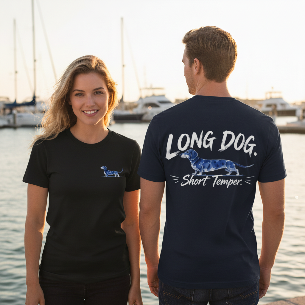 Long Dog Short Temper Dachshund Funny Graphic Tee