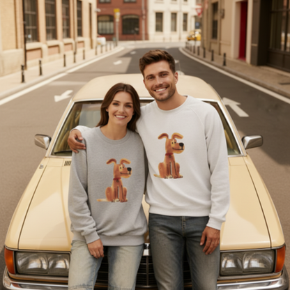 Cute Sitting Dog Cartoon Graphic Crewneck C1014
