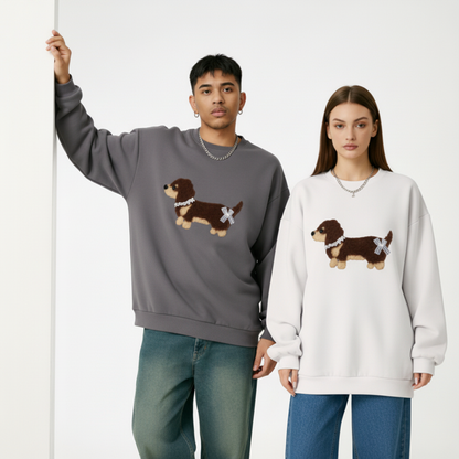 Cute Brown Dachshund Bow Tie Pet Crewneck C1067