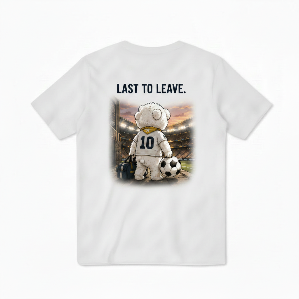 Last to Leave Fluffy Dog Soccer Graphic Tee
