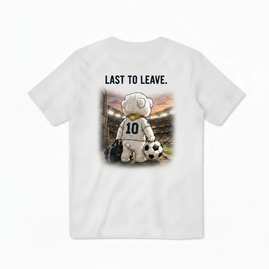 Last to Leave Fluffy Dog Soccer Graphic Tee