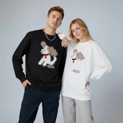 Fluffy Puppy Red Bell Collar Graphic Crewneck C1068