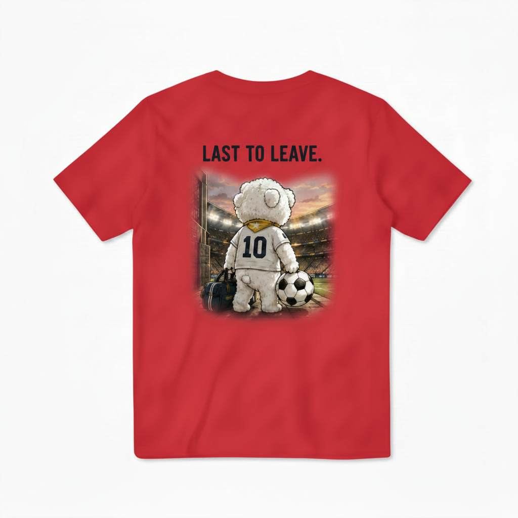 Last to Leave Fluffy Dog Soccer Graphic Tee