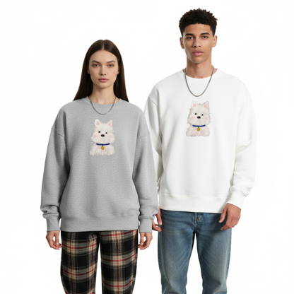 Cute White Westie Blue Collar Pet Crewneck C1069