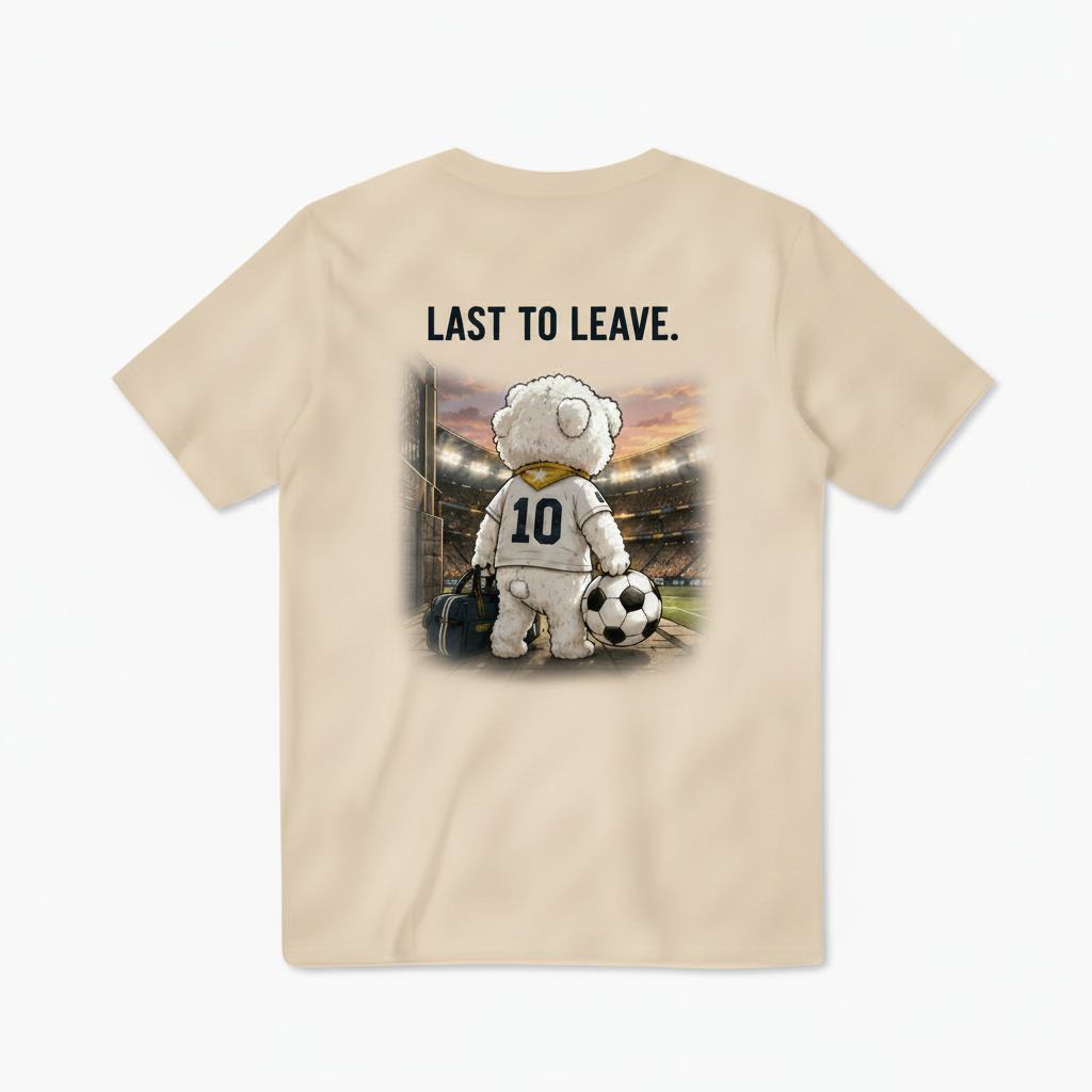 Last to Leave Fluffy Dog Soccer Graphic Tee