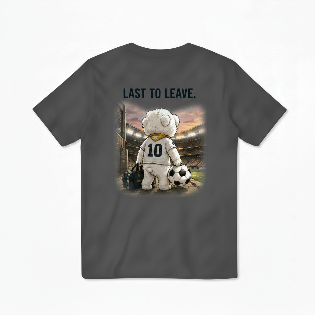 Last to Leave Fluffy Dog Soccer Graphic Tee