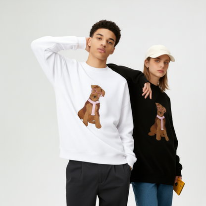 Airedale Terrier Pink Glasses Scarf Graphic Crewneck C1071