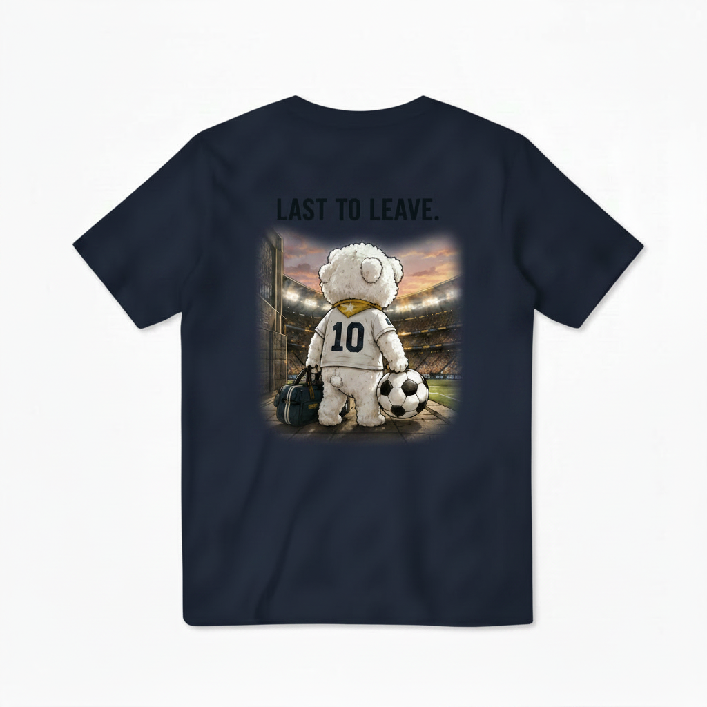 Last to Leave Fluffy Dog Soccer Graphic Tee
