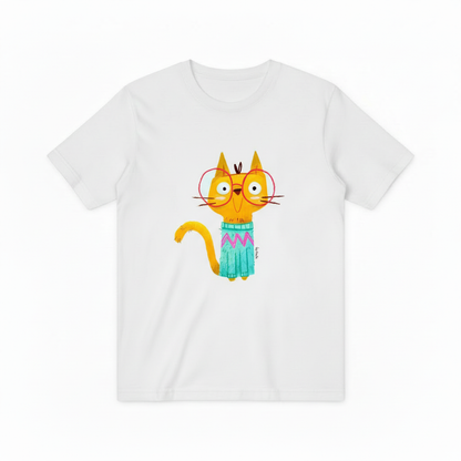 Quirky Cat with Glasses Funny Graphic T-Shirt T6003
