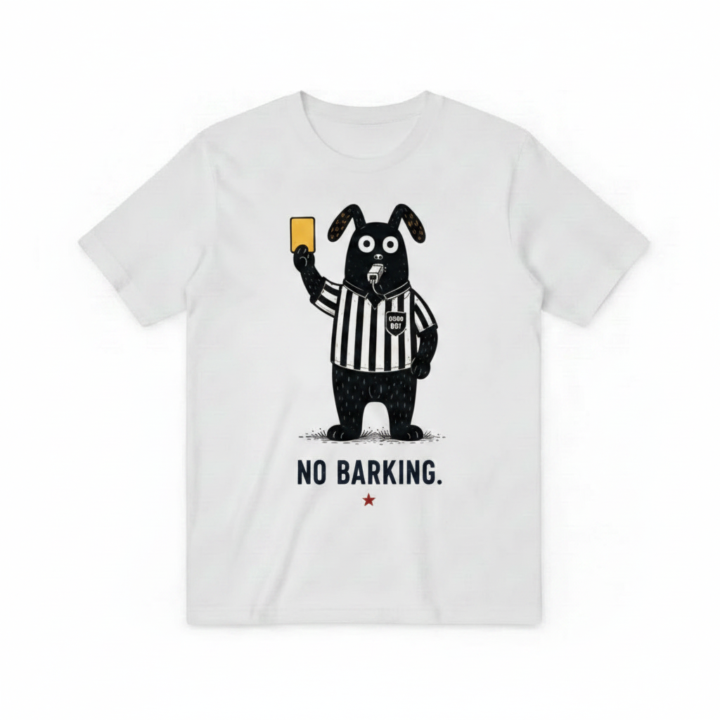 No Barking Funny Soccer Referee Dog Graphic Tee