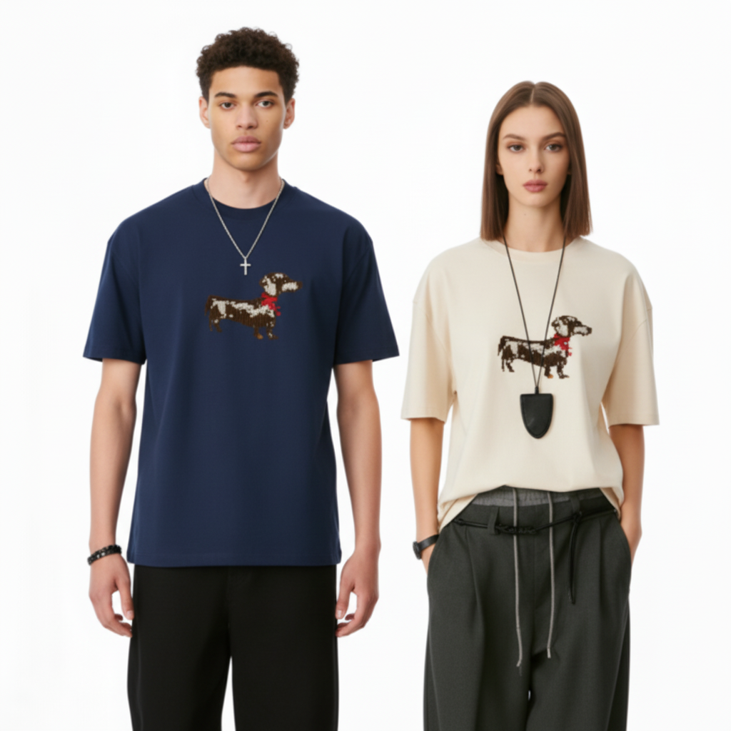 Dachshund Red Scarf Pixel Graphic Tee T7078