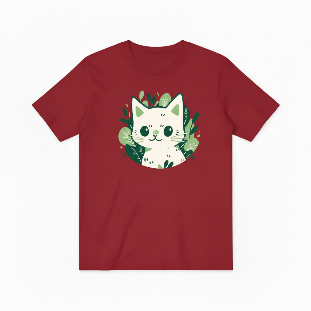 Leafy Cat Companion T-Shirt, Soft & Sustainable Summer Wear T4000