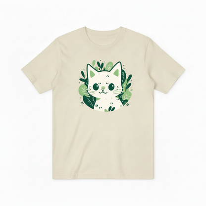 Leafy Cat Companion T-Shirt, Soft & Sustainable Summer Wear T4000