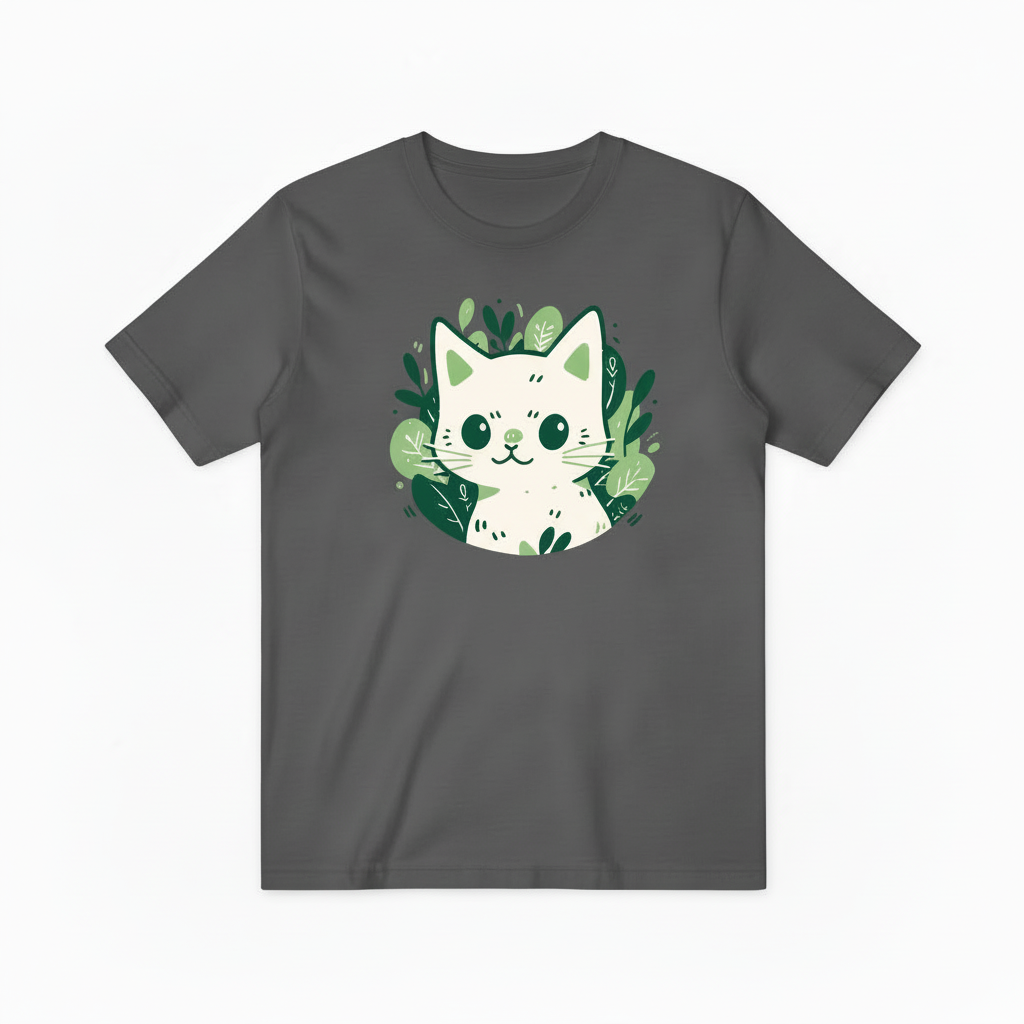 Leafy Cat Companion T-Shirt, Soft & Sustainable Summer Wear T4000
