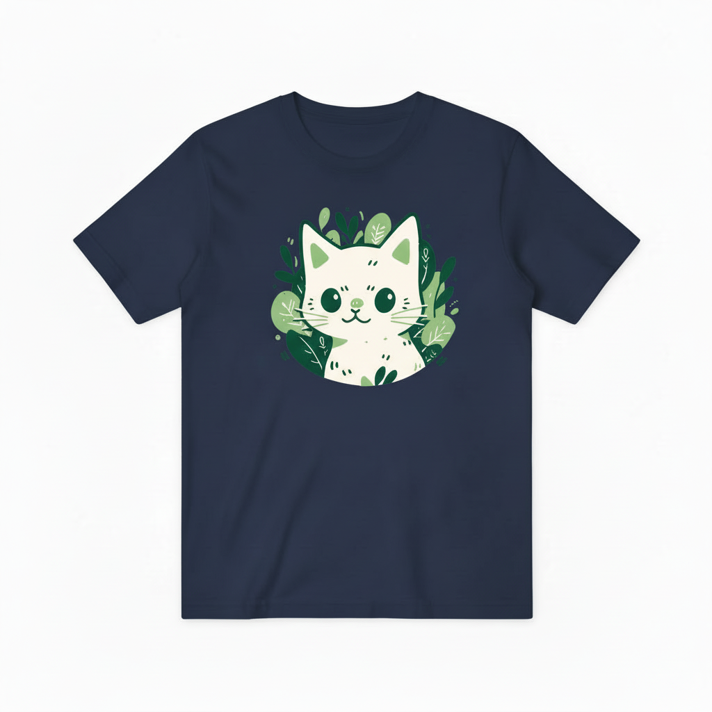 Leafy Cat Companion T-Shirt, Soft & Sustainable Summer Wear T4000