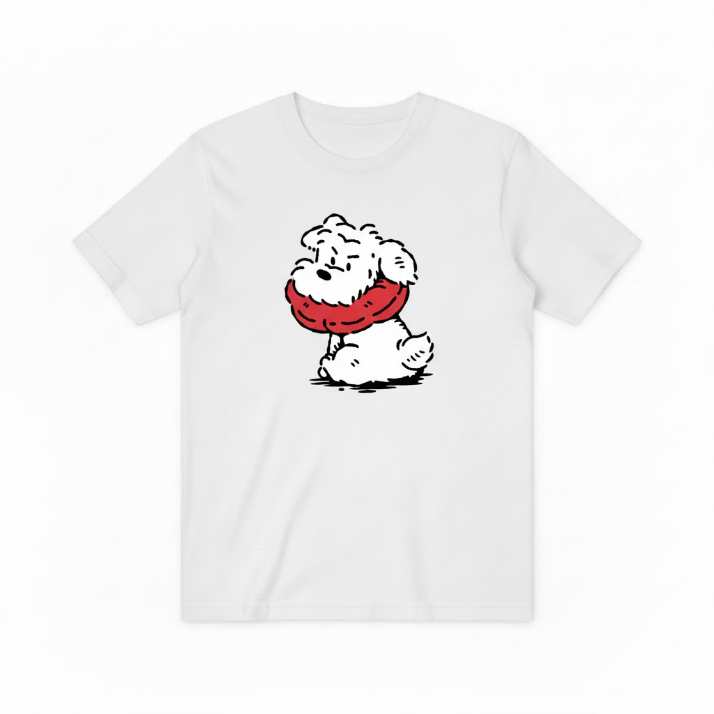 Vintage Cartoon Dog T-Shirt, Funny Fluffy Puppy Graphic Tee for Men Women T4005
