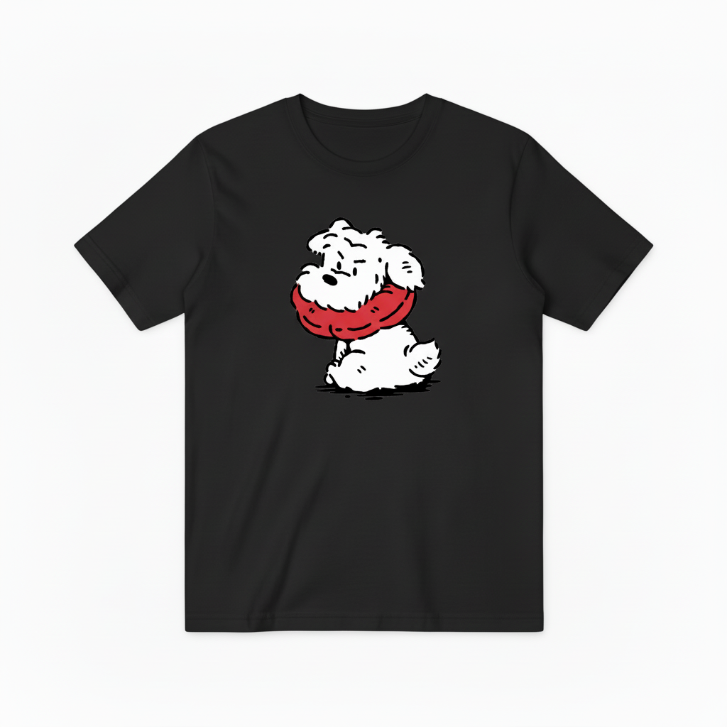 Vintage Cartoon Dog T-Shirt, Funny Fluffy Puppy Graphic Tee for Men Women T4005