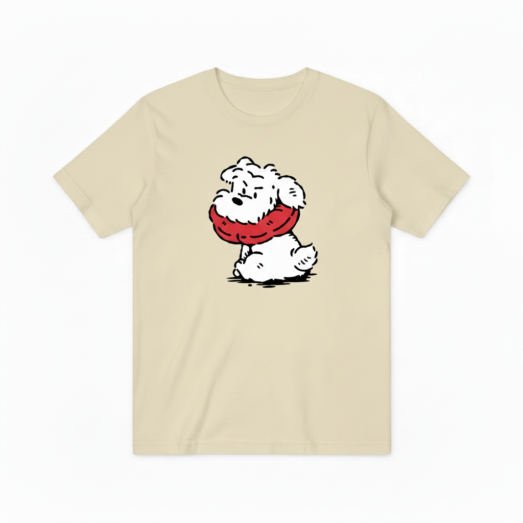 Vintage Cartoon Dog T-Shirt, Funny Fluffy Puppy Graphic Tee for Men Women T4005