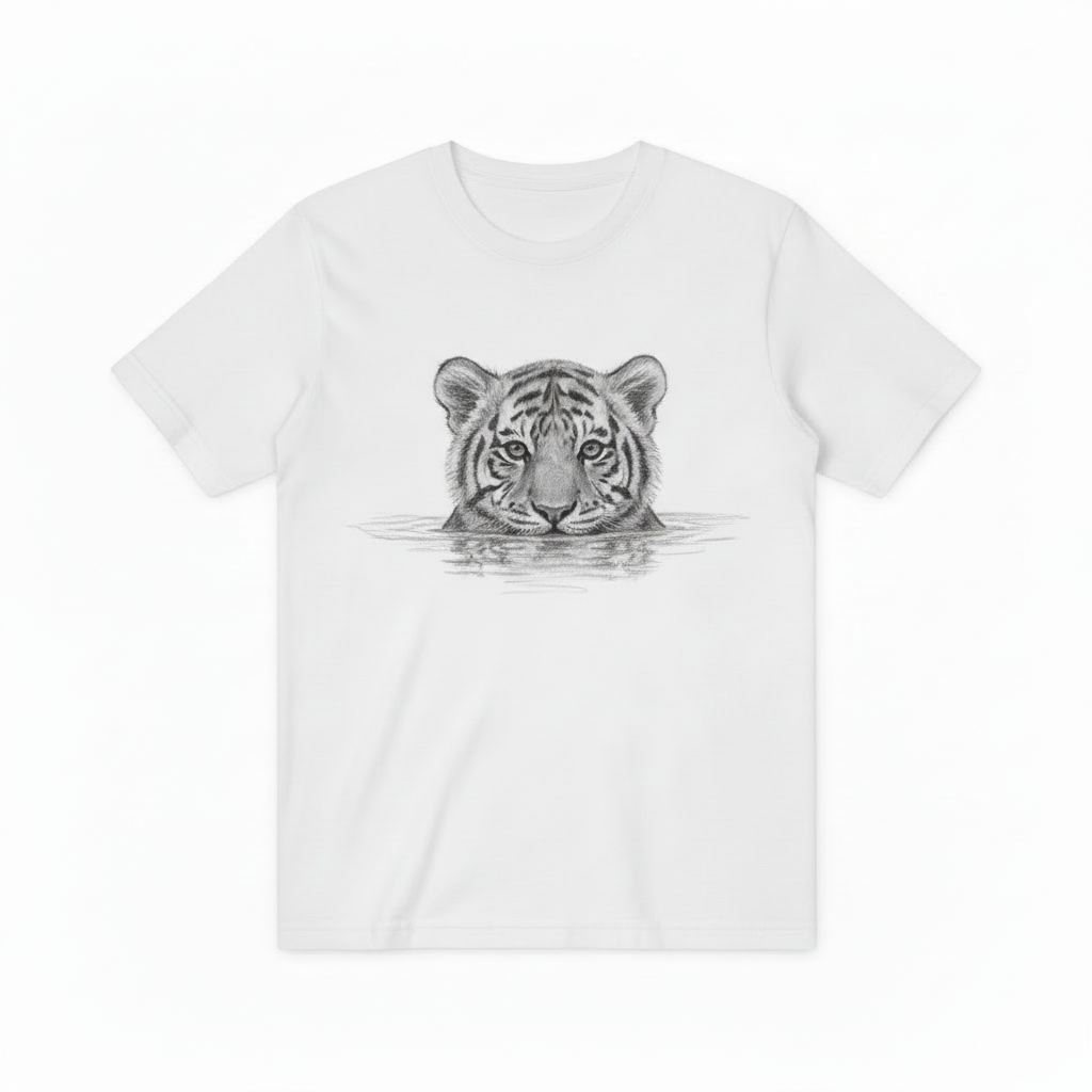 Monochrome Tiger Head T-Shirt, Nature Lover Wildlife Graphic Tee T4006
