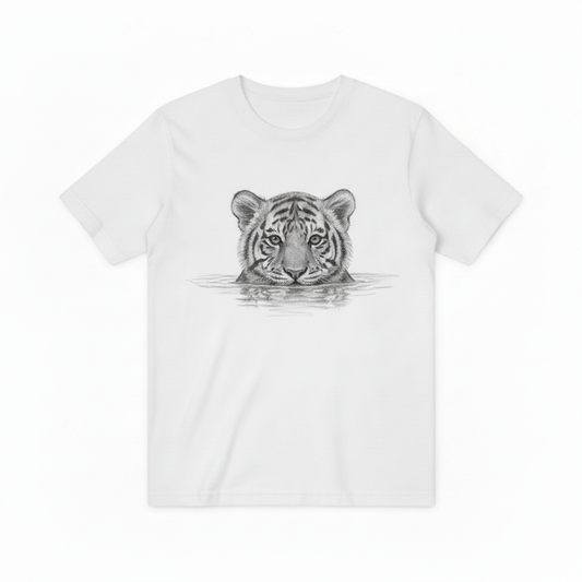 Monochrome Tiger Head T-Shirt, Nature Lover Wildlife Graphic Tee T4006