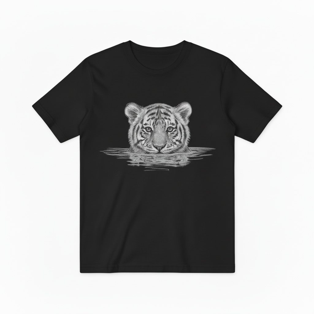 Monochrome Tiger Head T-Shirt, Nature Lover Wildlife Graphic Tee T4006