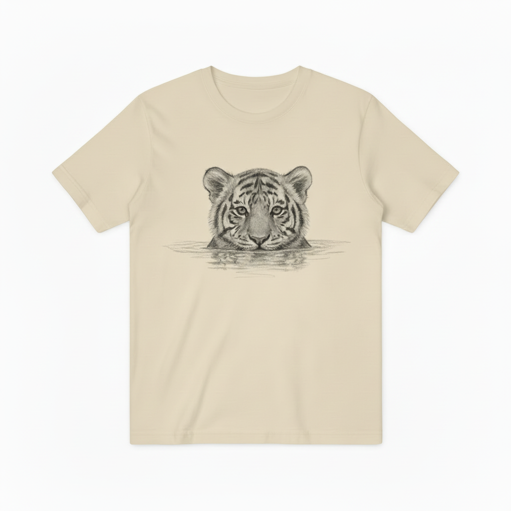 Monochrome Tiger Head T-Shirt, Nature Lover Wildlife Graphic Tee T4006