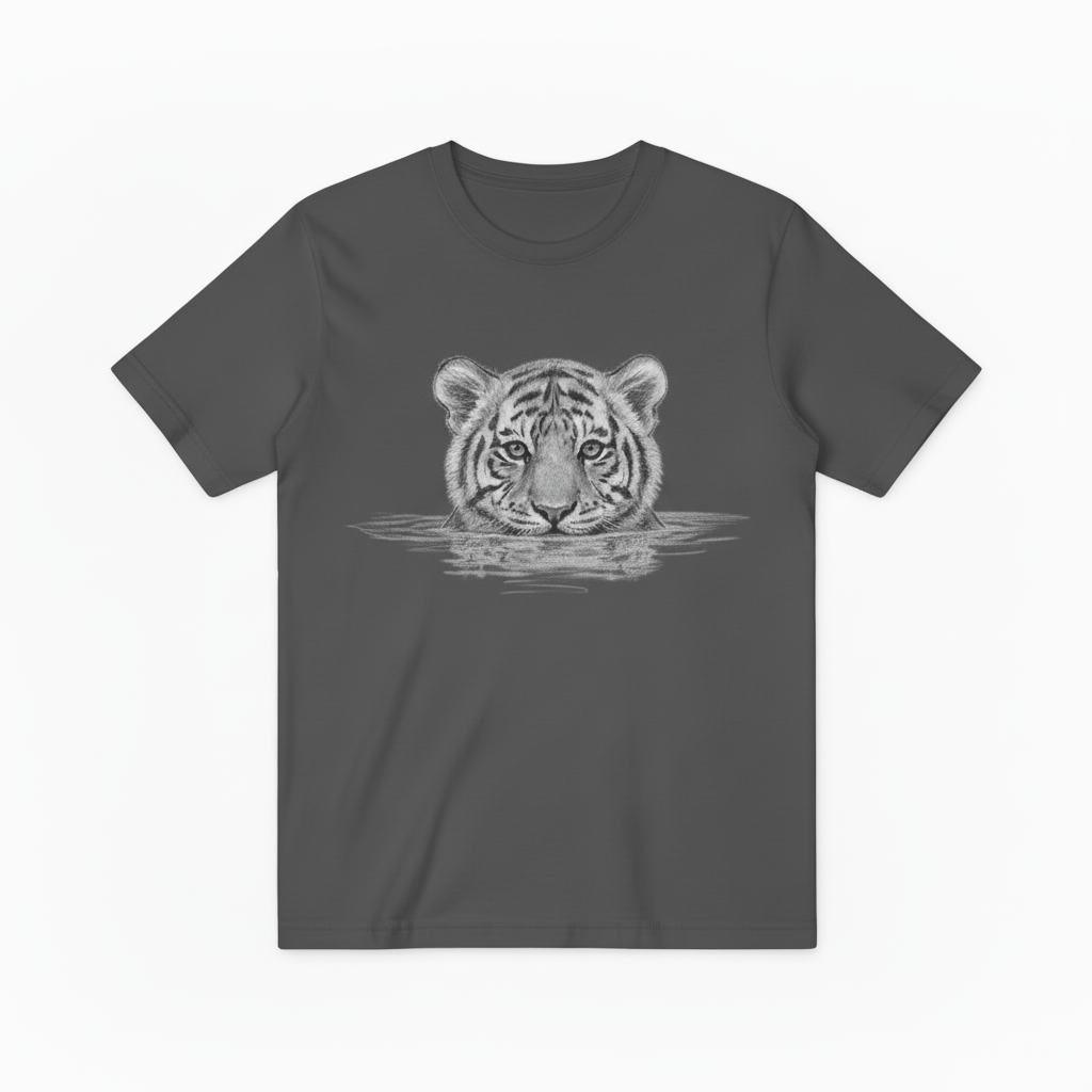 Monochrome Tiger Head T-Shirt, Nature Lover Wildlife Graphic Tee T4006
