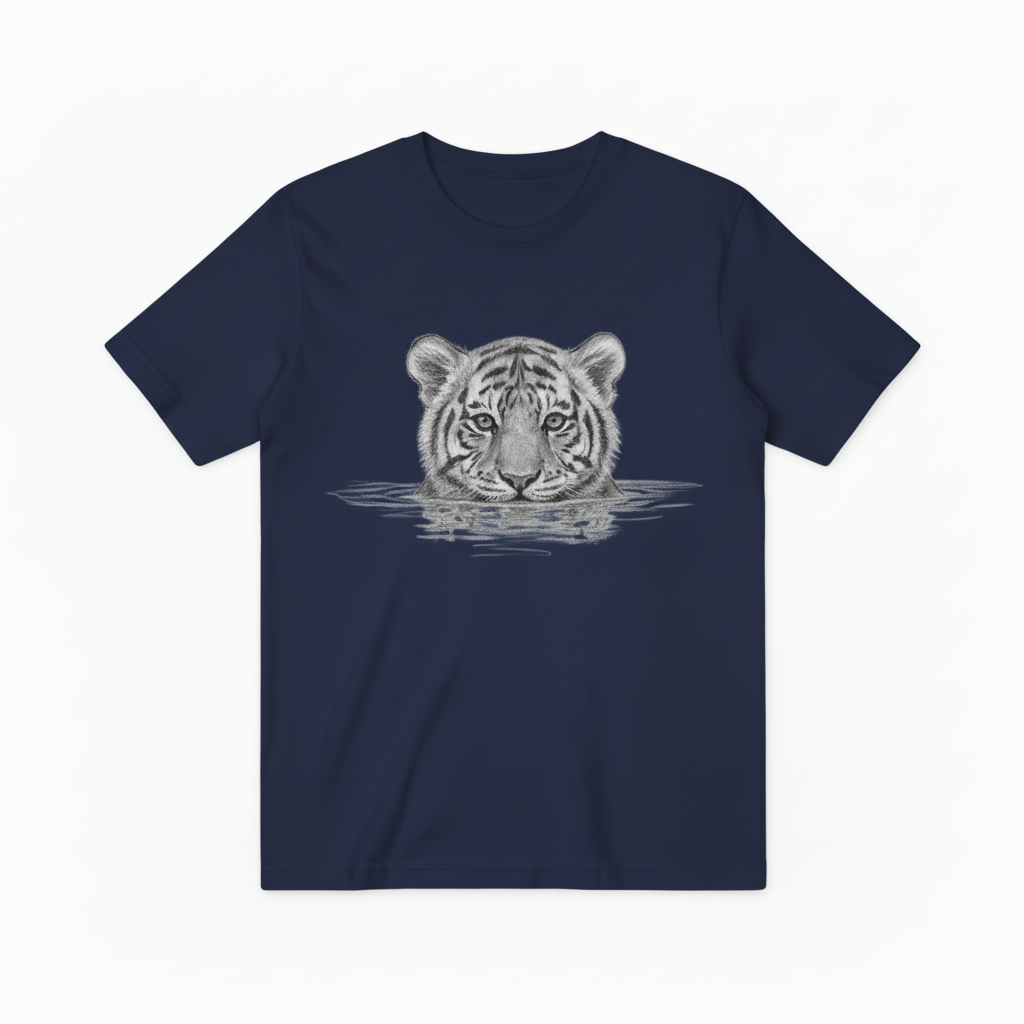 Monochrome Tiger Head T-Shirt, Nature Lover Wildlife Graphic Tee T4006