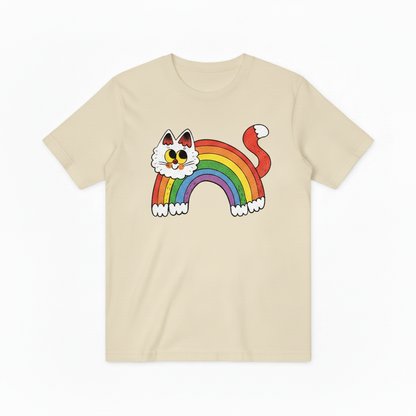 Retro Rainbow Cat Graphic T-Shirt T4007