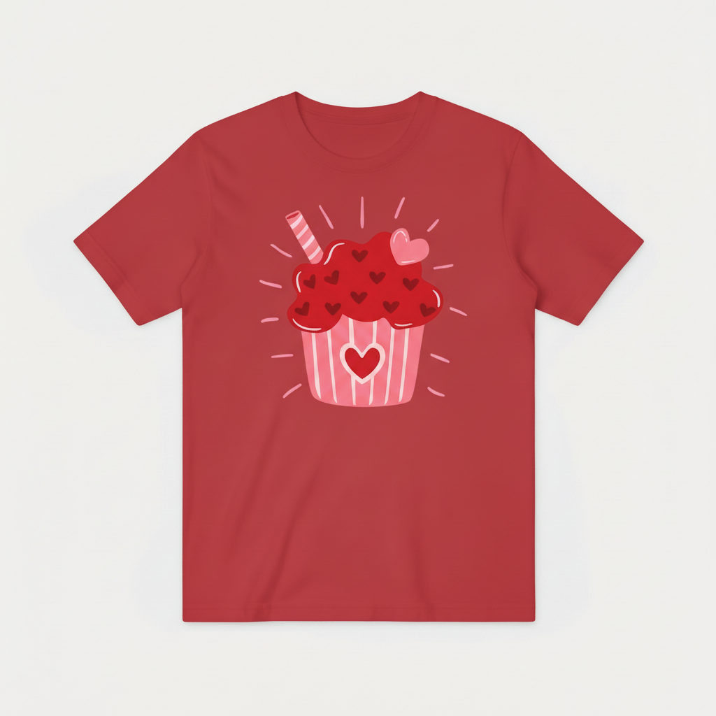 Heart Cupcake Graphic T-Shirt T4010