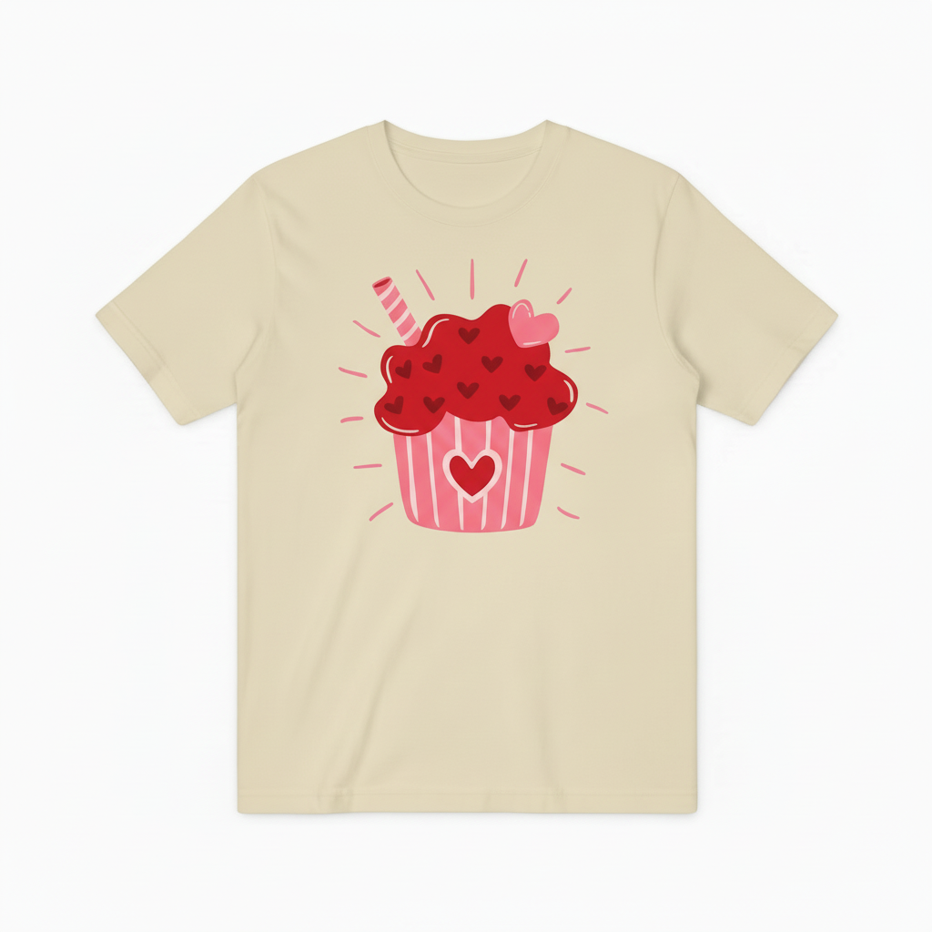 Heart Cupcake Graphic T-Shirt T4010