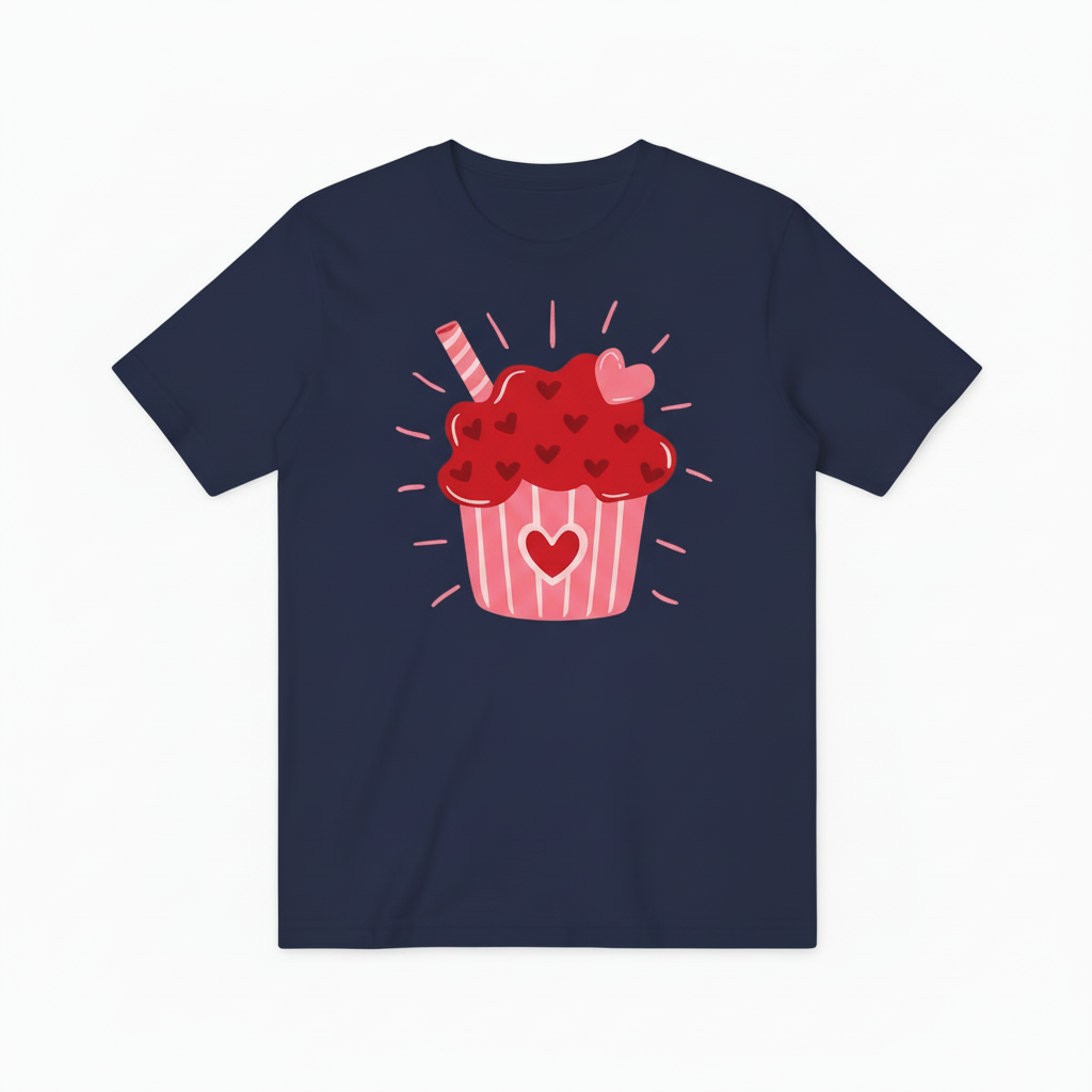 Heart Cupcake Graphic T-Shirt T4010