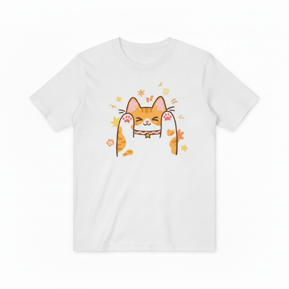 Playful Orange Cat with Paws Up T-Shirt, Adorable Cat Lover Gift Tee T4011
