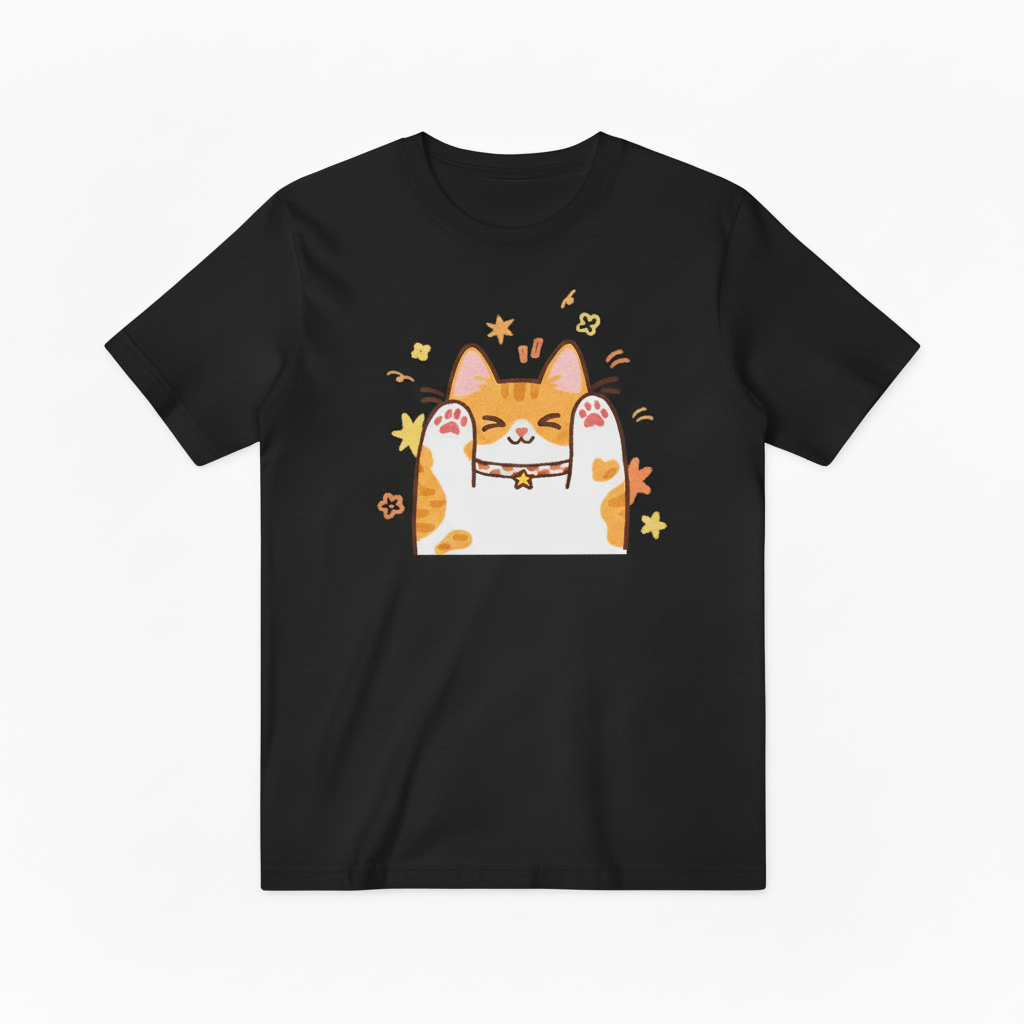 Playful Orange Cat with Paws Up T-Shirt, Adorable Cat Lover Gift Tee T4011