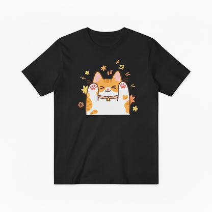 Playful Orange Cat with Paws Up T-Shirt, Adorable Cat Lover Gift Tee T4011