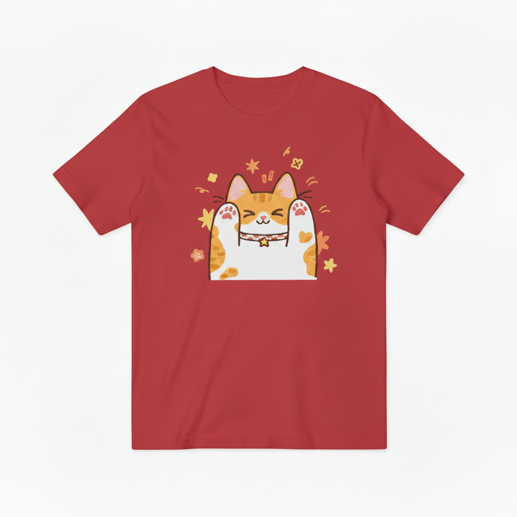 Playful Orange Cat with Paws Up T-Shirt, Adorable Cat Lover Gift Tee T4011