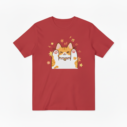Playful Orange Cat with Paws Up T-Shirt, Adorable Cat Lover Gift Tee T4011