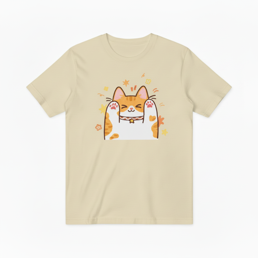 Playful Orange Cat with Paws Up T-Shirt, Adorable Cat Lover Gift Tee T4011