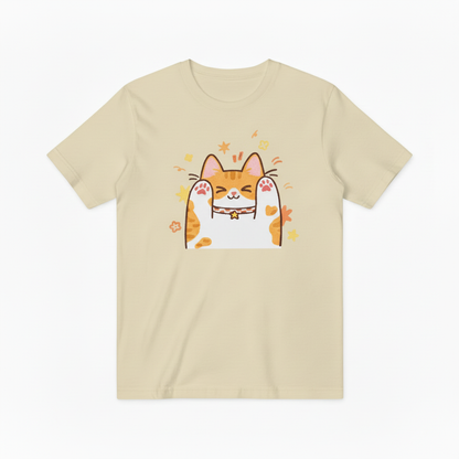 Playful Orange Cat with Paws Up T-Shirt, Adorable Cat Lover Gift Tee T4011
