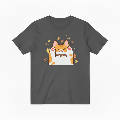 Playful Orange Cat with Paws Up T-Shirt, Adorable Cat Lover Gift Tee T4011