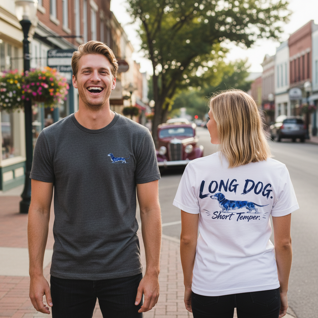 Long Dog Short Temper Dachshund Funny Graphic Tee