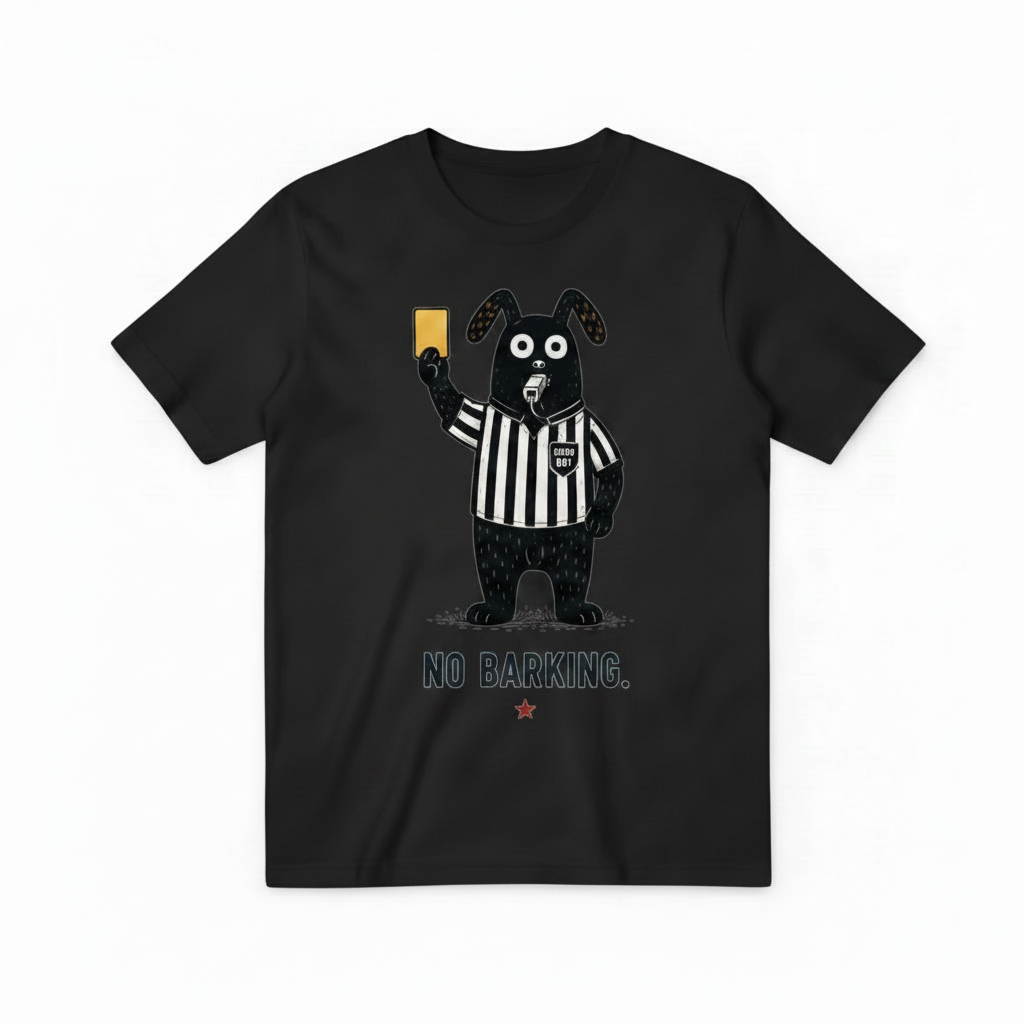 No Barking Funny Soccer Referee Dog Graphic Tee